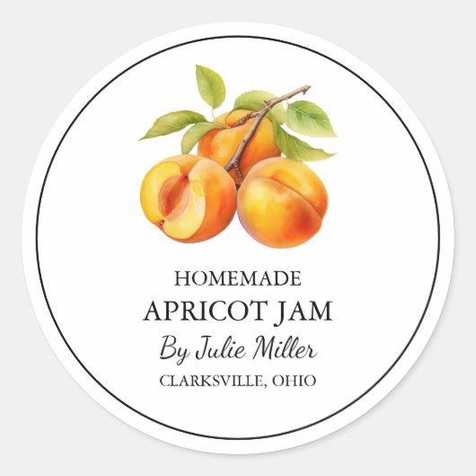Einfache, hausgemachte Apricot-Marmelade Runder Aufkleber (Vorderseite)