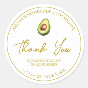 Einfache hausgemachte Avocado Öl Danke Label Runder Aufkleber