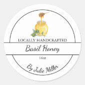 Einfache, hausgemachte Basilika mit dem Honiglabel Runder Aufkleber (Vorderseite)