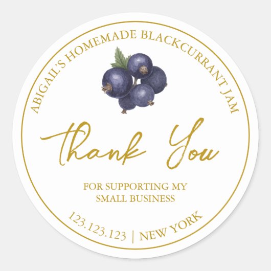 Einfache, hausgemachte Blackcurrant Jam Danke Labe Runder Aufkleber (Vorderseite)