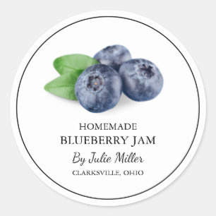 Einfache, hausgemachte Blueberry-Marke Runder Aufkleber