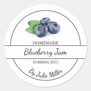 Einfache, hausgemachte Blueberry-Marke Runder Aufkleber