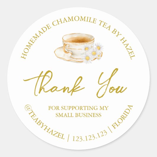 Einfache hausgemachte Chamomile Tee Dankeschön Lab Runder Aufkleber (Vorderseite)