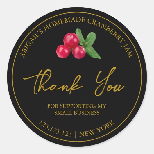 Einfache hausgemachte Cranberry Jam Danke Label Runder Aufkleber (Vorderseite)
