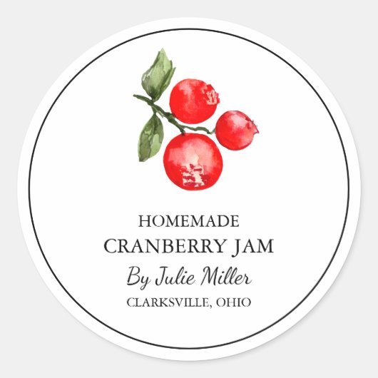 Einfache, hausgemachte Cranberry-Marmelade Runder Aufkleber (Vorderseite)