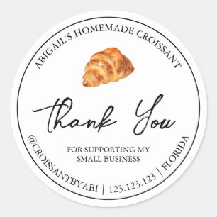 Einfache hausgemachte Croissant Danke Label Runder Aufkleber
