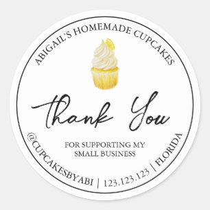 Einfache hausgemachte Cupcake Dankeschön Label Runder Aufkleber
