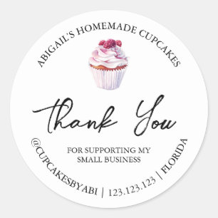 Einfache hausgemachte Cupcakes Dankeschön Label Runder Aufkleber