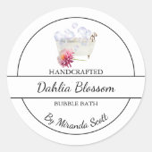 Einfache, hausgemachte Dahlia-Blase-Badewanne Runder Aufkleber (Vorderseite)