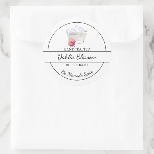 Einfache, hausgemachte Dahlia-Blase-Badewanne Runder Aufkleber (Tasche)