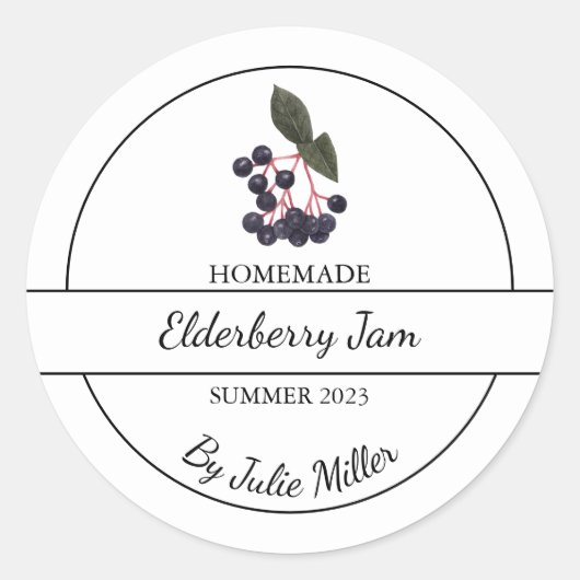 Einfache hausgemachte Elderberry-Marke Runder Aufkleber (Vorderseite)