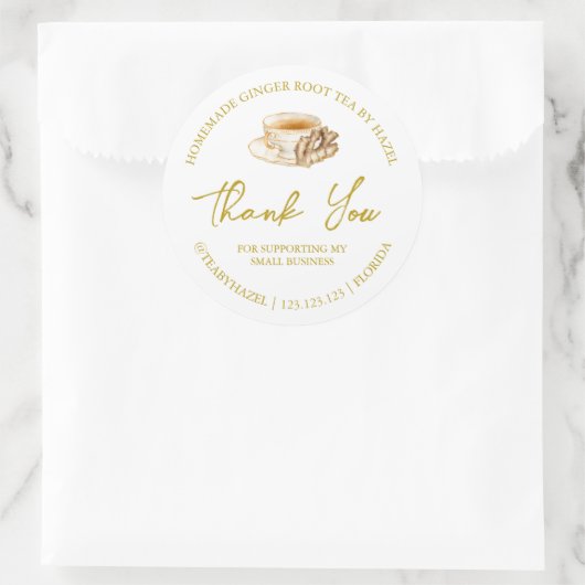 Einfache hausgemachte Ginger Root Tee Danke Label Runder Aufkleber (Tasche)