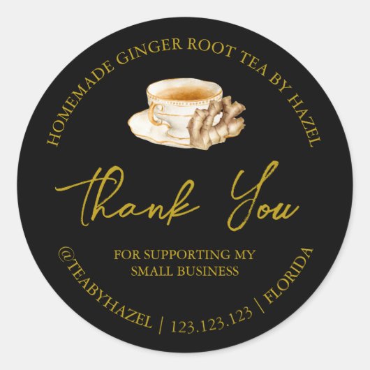 Einfache hausgemachte Ginger Root Tee Danke Label Runder Aufkleber (Vorderseite)