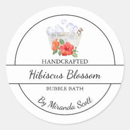 Einfache, hausgemachte Hibiskus-Blase-Badewanne Runder Aufkleber