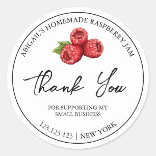Einfache hausgemachte Himbeere Jam Danke Label Runder Aufkleber