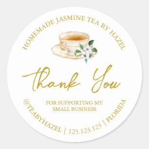 Einfache hausgemachte Jasmine Tee Danke Label Runder Aufkleber