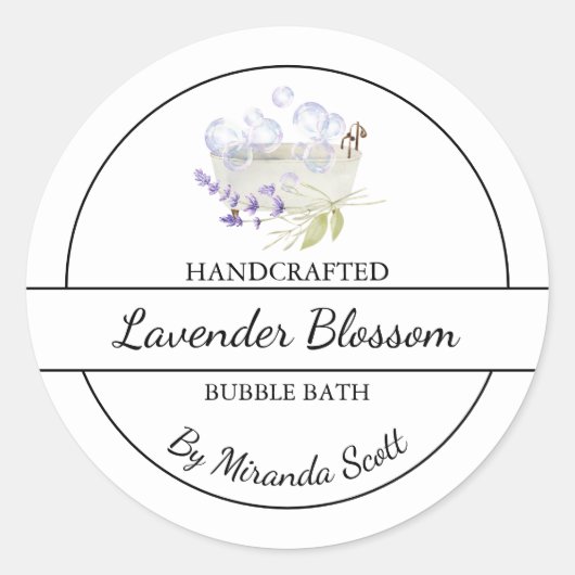 Einfache, hausgemachte Lavendel-Blase-Marke Runder Aufkleber (Vorderseite)