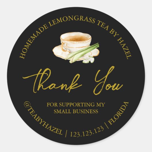 Einfache hausgemachte Lemongrass Tee Danke Label Runder Aufkleber (Vorderseite)