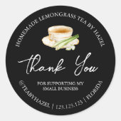 Einfache hausgemachte Lemongrass Tee Danke Label Runder Aufkleber (Vorderseite)