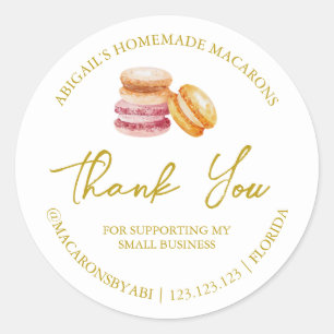 Einfache hausgemachte Macaron Danke Label Runder Aufkleber