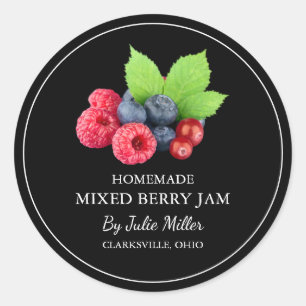 Einfache, hausgemachte Mixed-Berry-Jam-Label Runder Aufkleber