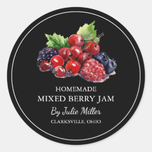 Einfache, hausgemachte Mixed-Berry-Jam-Label Runder Aufkleber