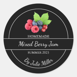 Einfache, hausgemachte Mixed-Berry-Jam-Label Runder Aufkleber