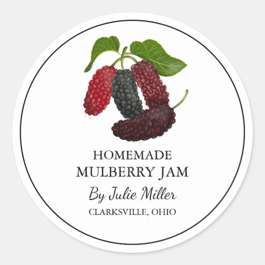 Einfache, hausgemachte Mulberry-Marmelade Runder Aufkleber (Vorderseite)