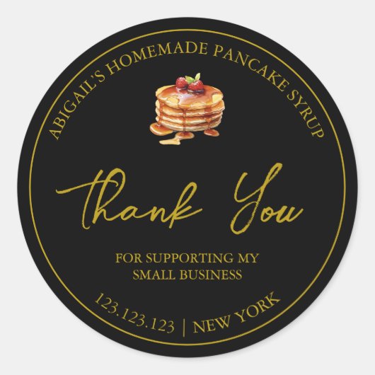 Einfache hausgemachte Pancake Sirup Danke Label Runder Aufkleber (Vorderseite)