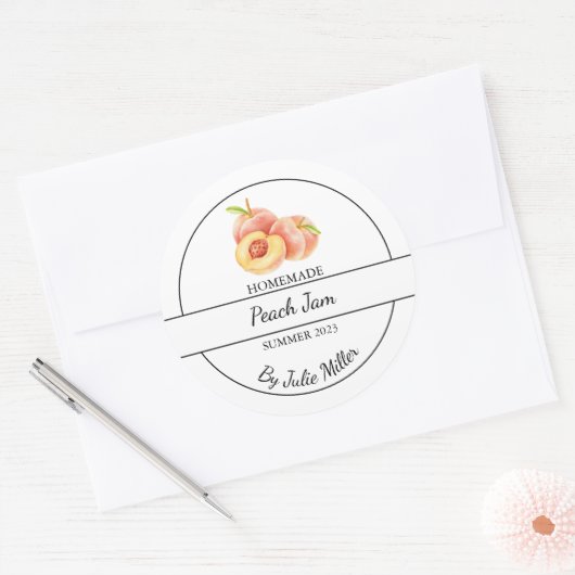 Einfache, hausgemachte Pfirsichstempel Runder Aufkleber (Umschlag)
