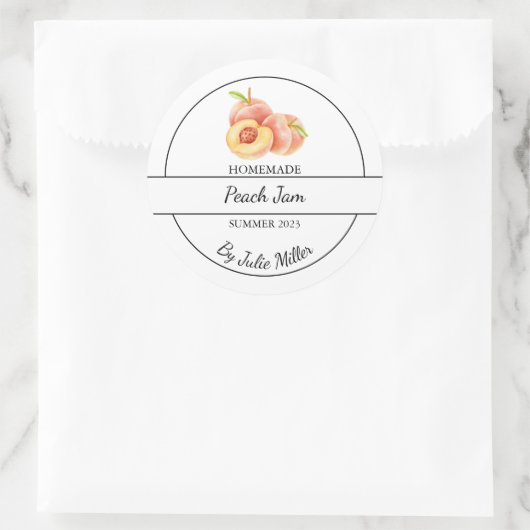 Einfache, hausgemachte Pfirsichstempel Runder Aufkleber (Tasche)