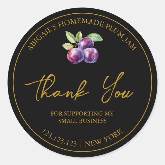 Einfache hausgemachte Pflaumenspäne Danke Label Runder Aufkleber (Vorderseite)