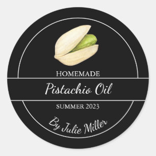 Einfache, hausgemachte Pistachio-Ölmarke   Schwarz Runder Aufkleber