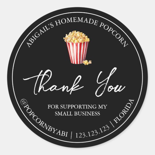 Einfache hausgemachte Popcorn Danke Label Runder Aufkleber (Vorderseite)