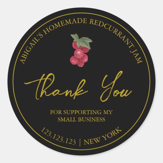 Einfache, hausgemachte Redcurrant Jam Danke Label Runder Aufkleber (Vorderseite)