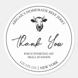 Einfache hausgemachte Rindfleisch Jerky Danke Labe Runder Aufkleber