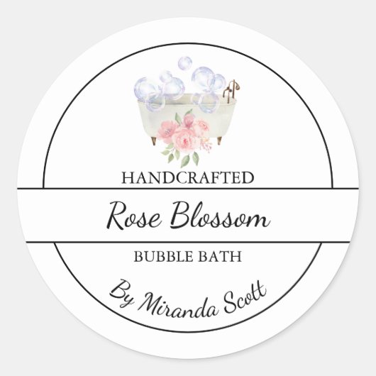 Einfache, hausgemachte Rose-Blase-Badewanne Runder Aufkleber (Vorderseite)
