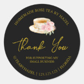 Einfache hausgemachte Rose Tee Danke Label Runder Aufkleber (Vorderseite)