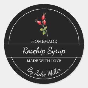 Einfache, hausgemachte Rosehip-Sirup-Marke Runder Aufkleber