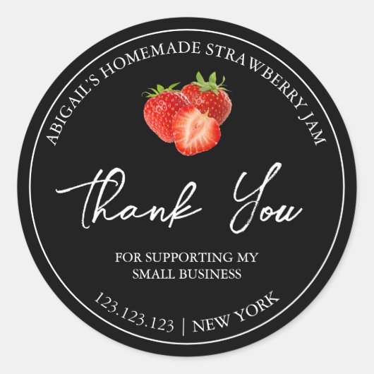 Einfache hausgemachte Strawberry Jam Danke Label Runder Aufkleber (Vorderseite)