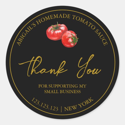 Einfache hausgemachte Tomato Sauce Danke Label Runder Aufkleber (Vorderseite)