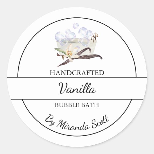 Einfache, hausgemachte Vanilla-Blase-Marke Runder Aufkleber (Vorderseite)