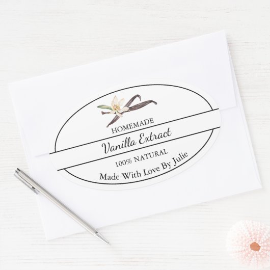 Einfache, hausgemachte Vanilla Extrahierung Ovaler Aufkleber (Umschlag)