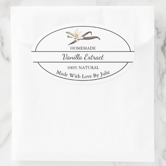 Einfache, hausgemachte Vanilla Extrahierung Ovaler Aufkleber (Tasche)