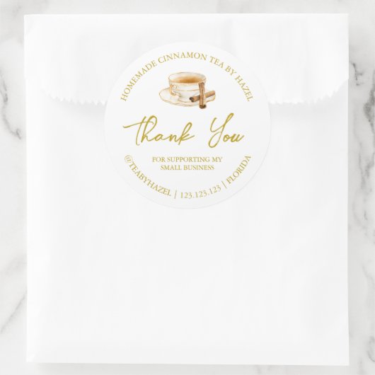 Einfache, hausgemachte Zimt Tee Danke Label Runder Aufkleber (Tasche)