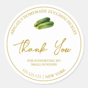 Einfache, hausgemachte Zucchini Pickle Danke Label Runder Aufkleber