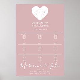 Einfache Heart Pink-Hochzeitskizze Poster