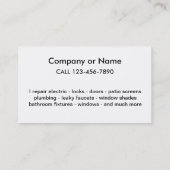 Einfache Heimwerker-Visitenkarten Visitenkarte (Rückseite)