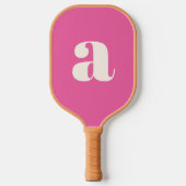 Einfache, heiß rosa, fette Retro-Monogramm Pickleball Schläger (Vorderseite)