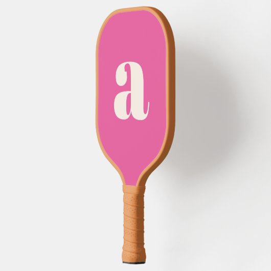 Einfache, heiß rosa, fette Retro-Monogramm Pickleball Schläger (Links)